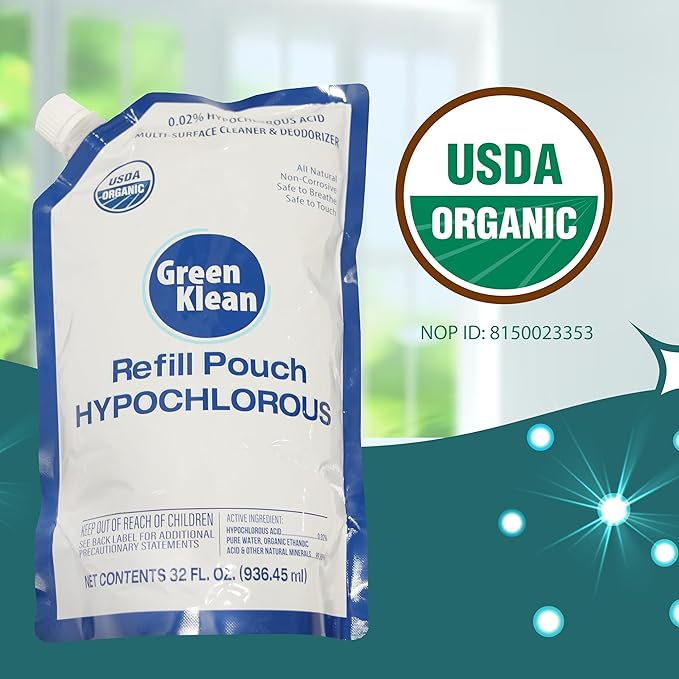 Hypochlorous Acid Wipes Starter Kit – 100 Count Dry Wipes with 32 oz Organic HOCl Cleaning Solution– Disinfecting Wipes for Skin, Baby, Pet & Home in a Reusable Container