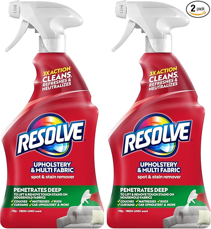 Resolve Carpet Cleaner,22 fl oz Multi-Fabric Cleaner and Upholstery Stain Remover,Carpet-Cleaner Spray,(Pack of 2)
