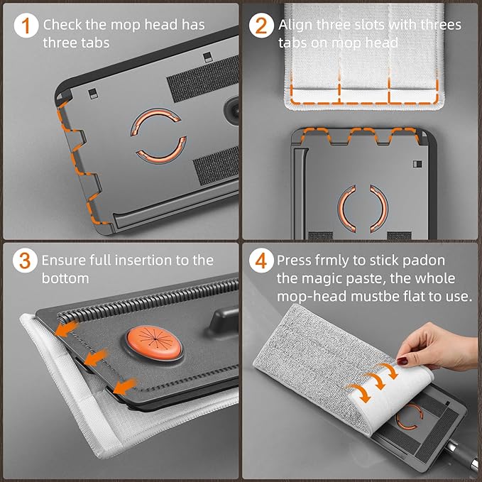 Mop and Bucket with Wringer Set for Home,61" Flat Mop and Bucket System for Floor Cleaning,Wet Dry Mop Window Wall Cleaner with Long Handle,Floor Mop with 4 Washable Microfiber Pads