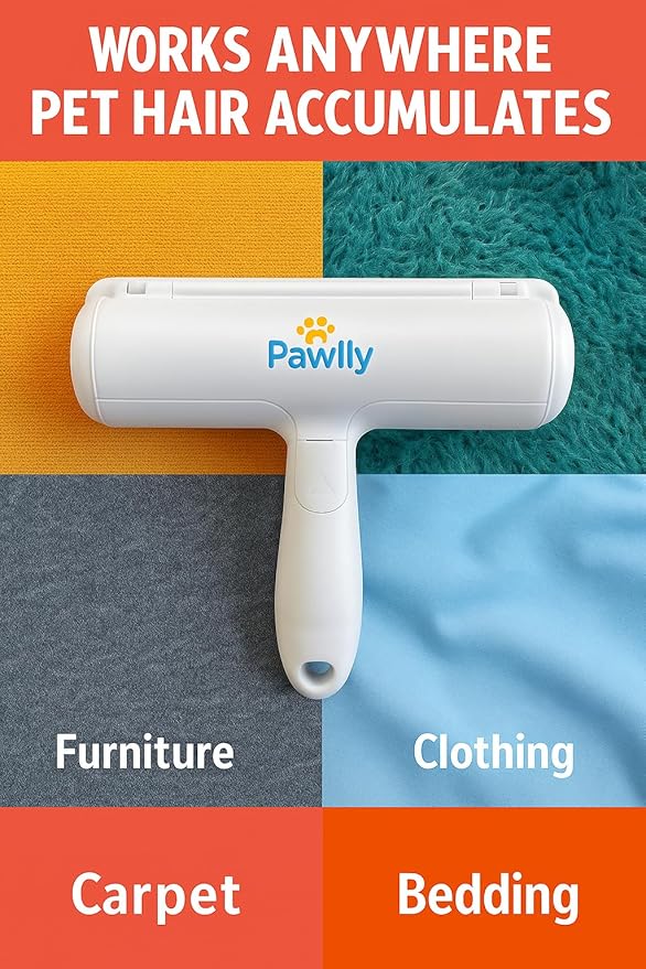 Pet Hair Remover Roller – Reusable Lint Roller for Dog & Cat Hair on Furniture, Couch, Carpet, Car & Bedding – Self-Cleaning Fur Remover, No Sticky Refills