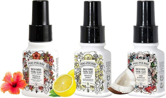 Poo-Pourri Original Citrus,Ship Happens, and Tropical Hibiscus 1.4 Ounce Set