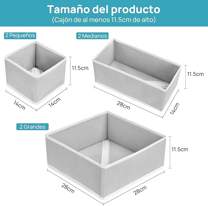 Vtopmart 6 Pack Drawer Organizer for Clothes, Dresser Drawer Organizer Bins, Foldable Fabric Closet Drawer Dividers, Underwear Storage Organizers for Baby Clothes, Bra, Socks, Ties, Scarf