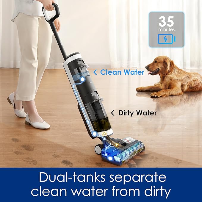 Tineco Floor ONE S3 Cordless Hardwood Floors Cleaner, Lightweight Wet Dry Vacuum Cleaners for Multi-Surface Cleaning with Smart Control System (Renewed)
