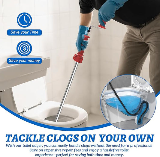 6 Ft Toilet Auger Snake Model K-6P 56658 Toilet Snake for Unclogging with 6-Foot Snake and Bulb Head, Heavy Duty Toilet Auger Snake for Unclogging Toilets for Home, Office, School, More