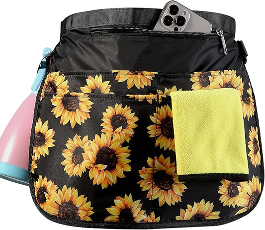 Small Size Cleaning Caddy Apron for Women with 5 Pockets, Professional Waterproof Cleaning Supplies for Housekeepers