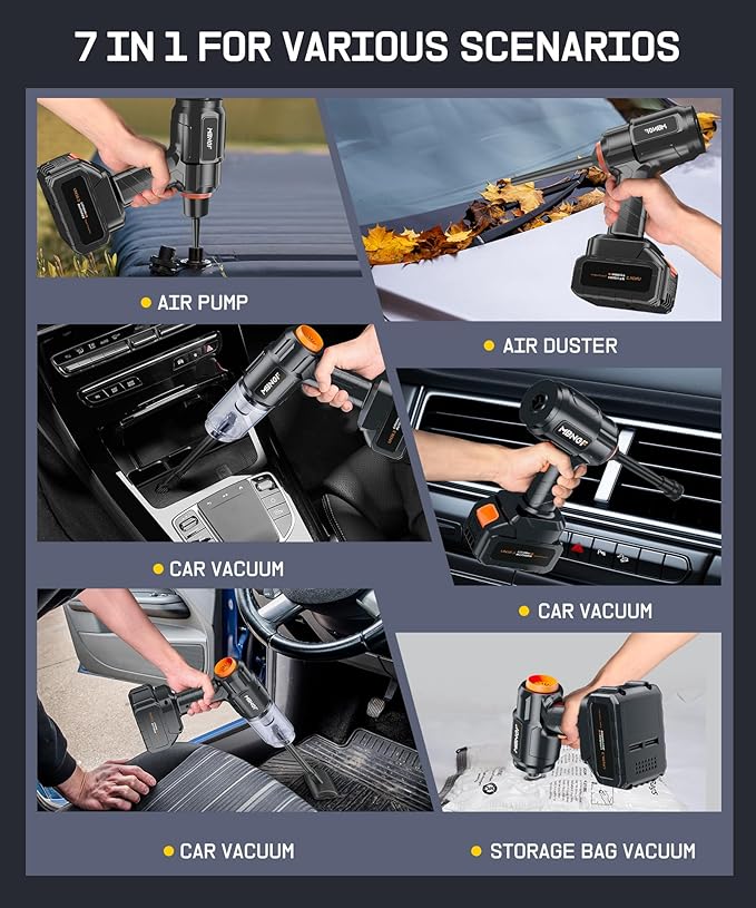 Car Vacuum Portable Cordless,35000PA High Power Suction & Blower, Handheld Vacuum Cleaner for Car, Home, Desktop, Keyboard,Birthday Gifts for Men Dad Husband(Tungsten Black)