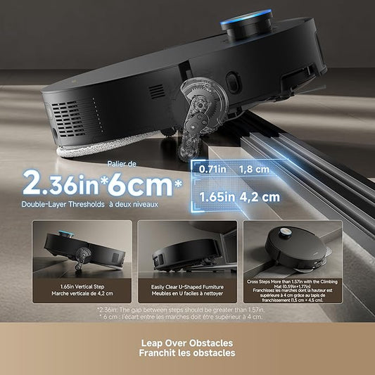 DREAME X50 Ultra Complete Robot Vacuum and Mop with Auto-Empty and Mop Self-Cleaning, 20,000Pa Suction, Obstacle Avoidance and 360° Navigation, Corner to Edge Deep Cleaning, Detangling Brush (Black)