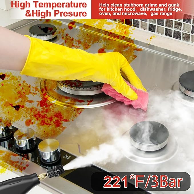 Steam Cleaner for Home, 15s Heat-Up, 1.2L Water Tank, 6-Level Adjustable Handle, Handheld Steam Cleaner for Car Detailing, Dirt, Furniture, Couch, Floor Tile, Bathroom, Bed Bugs, 9Pcs Accessories
