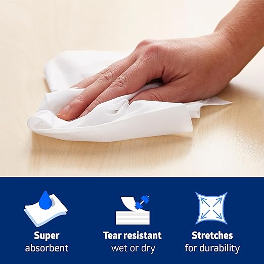 Medline Absorbent Wipers+ Disposable Heavy Duty Dry Wipes, 12" x 12" (90 Count, 12 Pack)