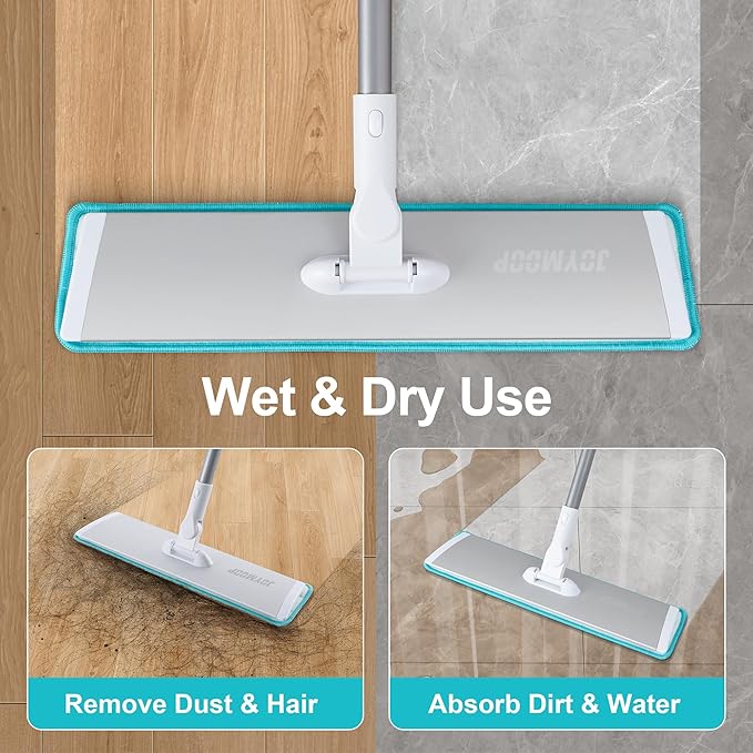 JOYMOOP 36 Inch Commercial Dust Mop for Hardwood Floors, Heavy Duty Industrial Wet Dry Mops with Telescopic Handle, Includes 5 Microfiber Mop Pads