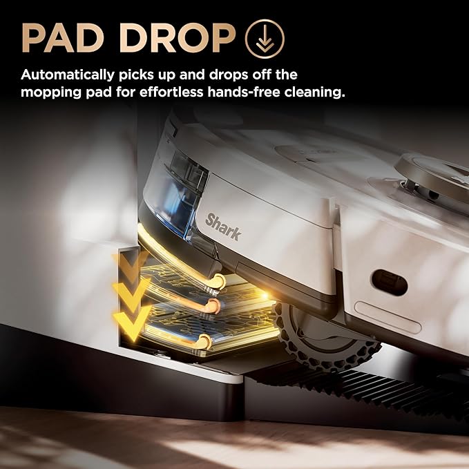 Shark Robot Vacuum & Mop Combo, PowerDetect NeverTouch Pro, Pad Wash & Dry, 60-Day Debris Capacity, 5PowerDetect Technologies,White,AV2800ZE, for Carpets & Hardfloors