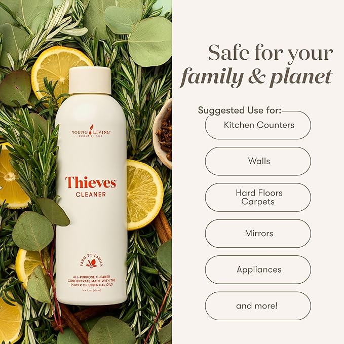 Young Living Thieves Household Cleaner of 14.4 fl.oz. Bottles - Essential Oil-Infused Ultra-Concentrated Formula for Natural Home Care, Non-Toxic Cleaning Bliss - 3 Pack