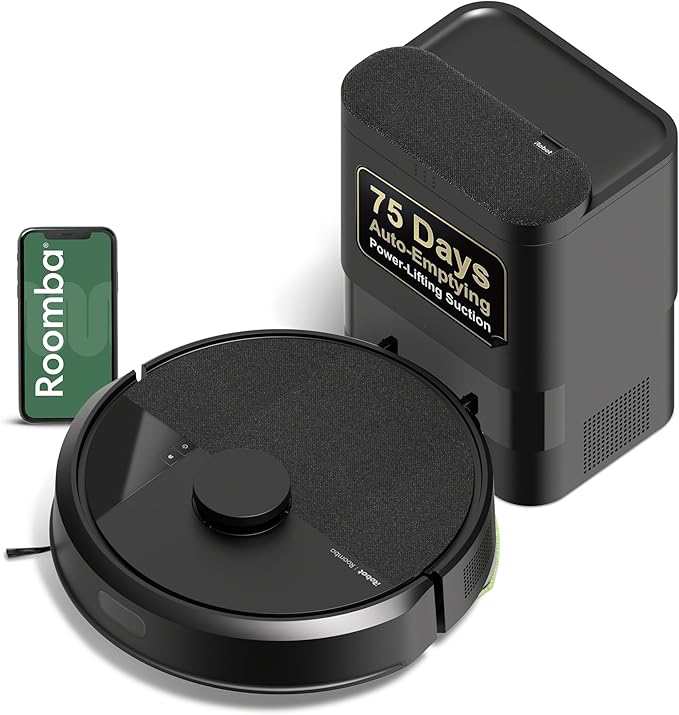 iRobot Roomba 105 Vac Robot Vacuum with AutoEmpty Dock - Self-Empties for 75 Days, Easy to use, Intense Power-Lifting Suction, LiDAR Navigation, Multi-Surface Cleaning, Cleans in Neat Rows