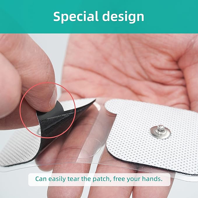 TENS Unit Replacement Pads, 20 PCS Adhesive Electrode, Replacement Reusable Electrodes, Compatible with Muscle Stimulator Machine of Most Brand, with 3.5 mm Snap-on Connector, 2" X 2"