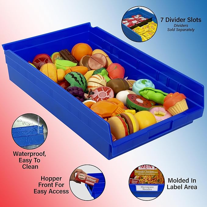 Akro-Mils 30178 Plastic Shelf Bins, Heavy Duty Storage Bins for Garage, Closet, and Drawer Organization, 18-Inch x 11-Inch x 4-Inch, Clear, 12-Pack
