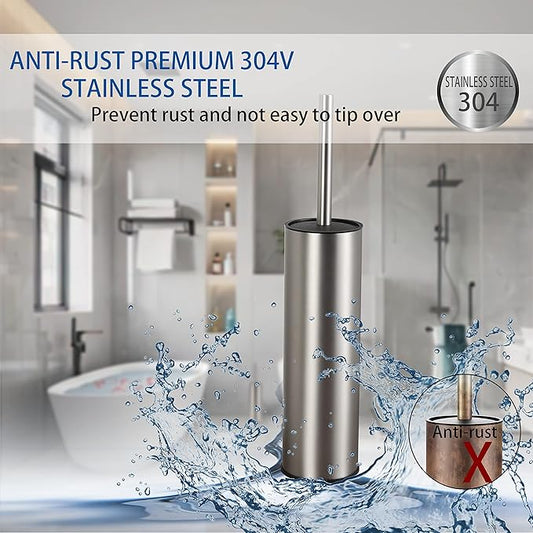 Toilet Brush and Holder,Stainless Steel Toilet Brushes for Bathroom with Holder 2pack Brushed Nickel