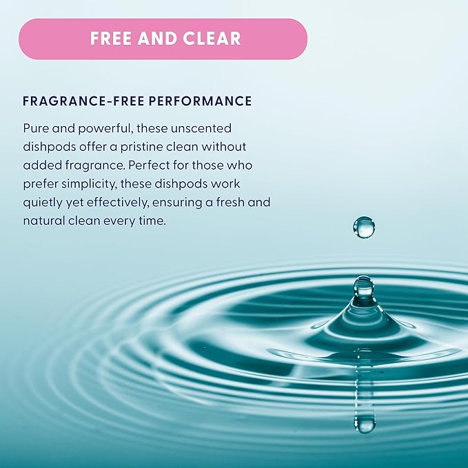 Natural Dishwasher Detergent Pods| Free and Clear (Unscented) Dish Tabs, Eco-Friendly Plant Based Enzymes | Leaves Dishes Sparkling, 60 Count