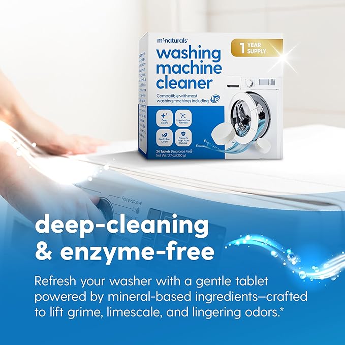 Washing Machine Cleaner Tablets - Oxygen Based HE Top & Front Load Washer Cleaner and Deodorizer Compatible with LG Whirlpool & Most Major Brands - Removes Trapped Odors & Residue (1 Year Supply)