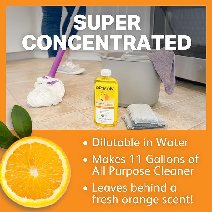 Citra Solv Concentrated Cleaner & Degreaser, Deodorizer, Home & Outdoor, Adhesive Remover, Natural Orange Oil 16 fl oz (12)