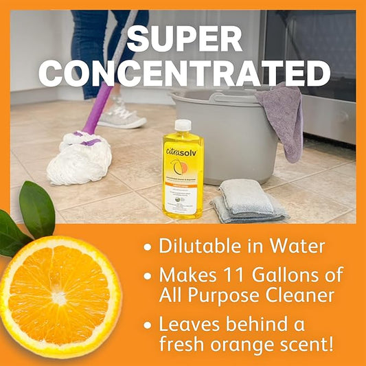 Citra Solv Concentrated Household Cleaner & Degreaser -Valencia Orange Scent 8 fl oz Safe, Effective, and Versatile Cleaning Solution, Natural Ingredients Non Toxic,Biodegradable, Made in USA (2)