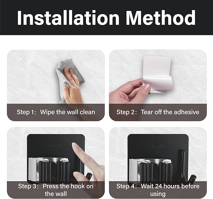 5 Pack Mop and Broom Holder Wall Mount, Stainless Steel Mop and Broom Hanger with Hooks, Mop Broom Organizer for Closet Laundry Garage Garden Tool Organizer (Black)