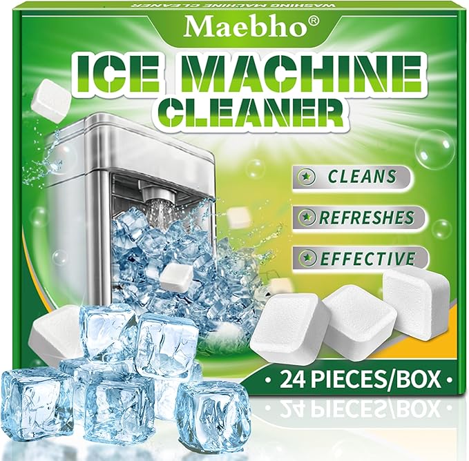 Ice Machine Cleaner Maker Descaler - 24 Unscented Clean Tablets Compatible with Opal, Kitchenaid, GE Profile,Nickel Safe Scale Remover for Countertop, Nugget Ice Makers - Bulk 1 Year Supply