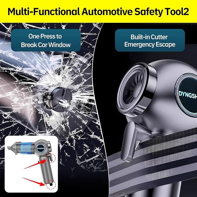 Handheld Car Vacuum Portable Cordless（Equipped with a one-touch window breaker and seatbelt cutter)25000Pa High-Power Suction Hand held Vacuum Cleaner & Air Duster for Car Cleaning, Home, Pet Hair