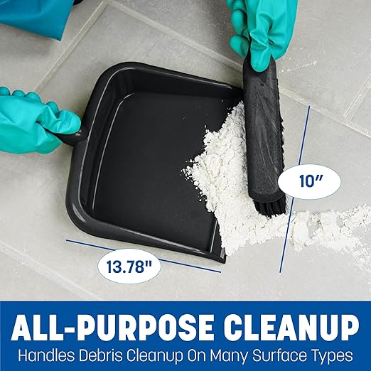 SPARTA Large Handheld Dustpan with Hanging Hole, Heavy-Duty Plastic Dustpan with Wide Lip for Countertops and Surfaces, Plastic, 10 Inches, Green