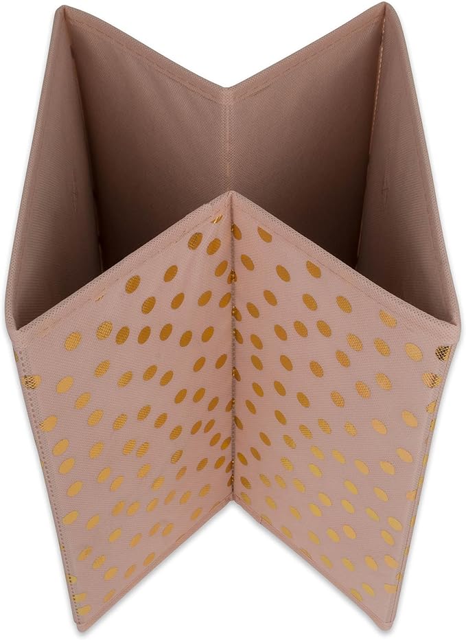 DII Non Woven Polyester Storage Bin, Polka Dot, Pink & Gold, Small Set of 4