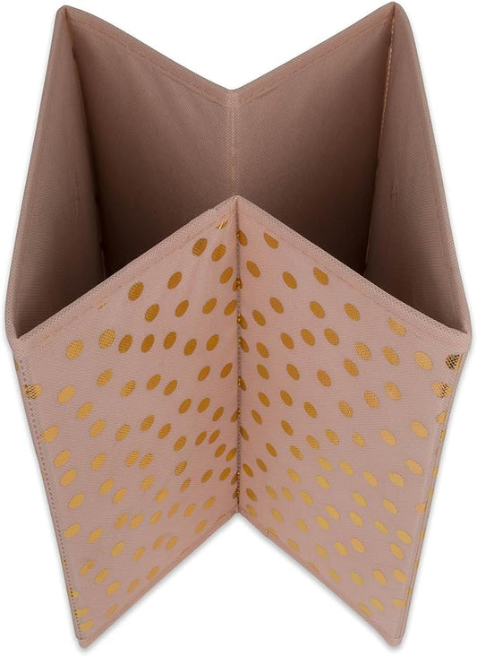 DII Non Woven Polyester Storage Bin, Polka Dot, Pink & Gold, Small Set of 4