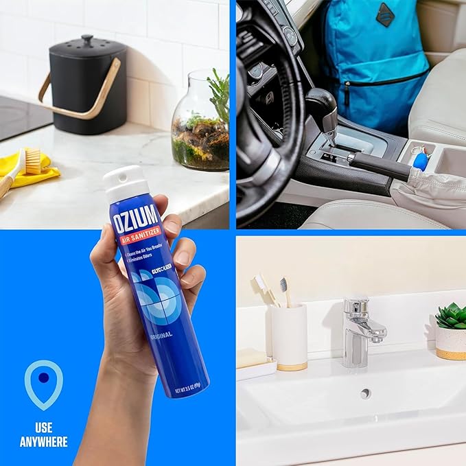 Ozium 3.5 Oz. Air Sanitizer & Odor Eliminator for Homes, Cars, Offices and More, New Car Scent, 4 Pack (OZM-22-4)