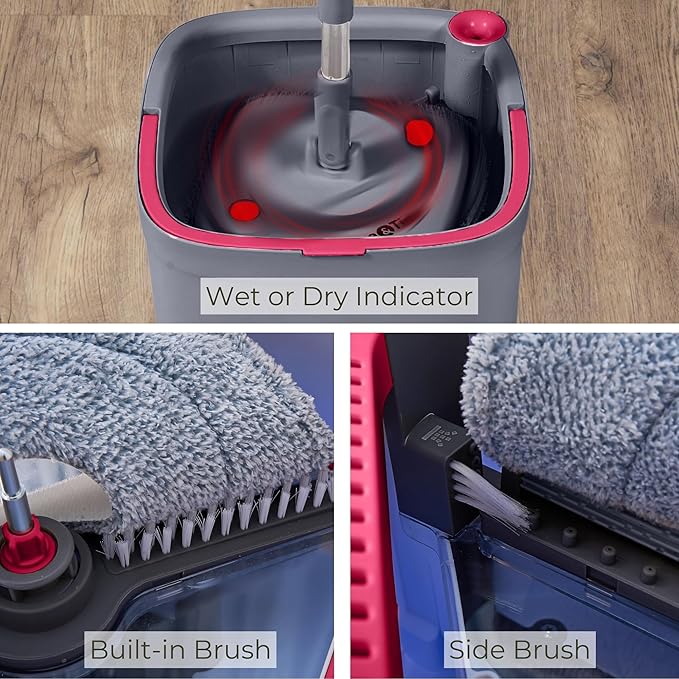 Square Spin & Bucket Smart Floor Mop with Separate Compartments for Clean and Dirty Water, Self Cleaning (Mop Bucket with Squeegee Sweeper)