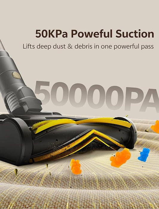 Ultenic Cordless Vacuum Cleaner, 550W 50KPA 65min Runtime, Stick Vacuum with Green Light, Self-Standing & 180° Lay-Flat, Anti-Tangled Brush, Vacuum Cleaners for Home/Hard Floor/Carpet/Pet Hair, U15