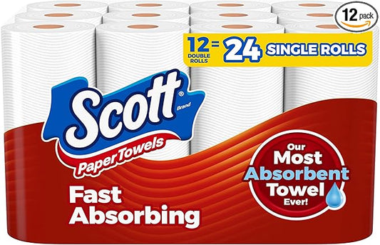 Scott Paper Towels, Choose-A-Sheet, 12 Double Rolls = 24 Regular Rolls (100 Sheets Per Roll)