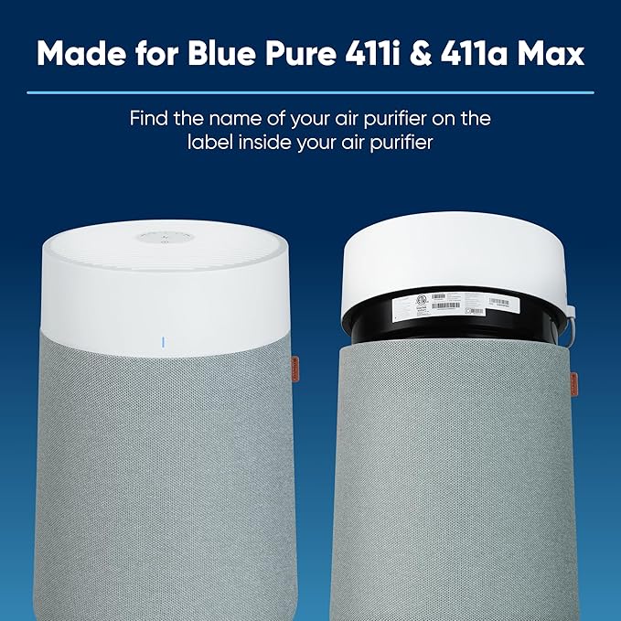 BLUEAIR Blue Pure 411i Max SmokeBlock Genuine Replacement Filter, Extra Carbon Captures 99.99% of Wildfire Smoke, fits Blue Pure 411i Max Air Purifier