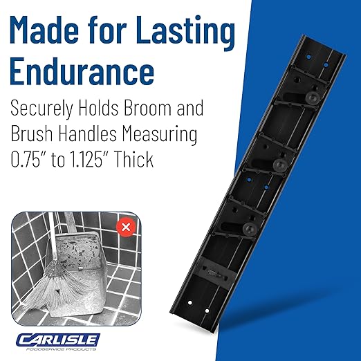 Carlisle FoodService Products 4073100 Roll 'N Grip Mop, Broom and Tool Holder / Storage System, 3 Positions + 1 Hook