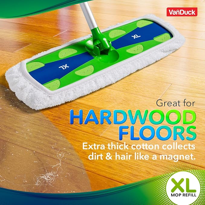 VanDuck Extra Large Cotton Mop Pads Compatible with Swiffer XL Mop - X-Large Wet and Dry Pads Refill, 6-Pack (Handle is Not Included)