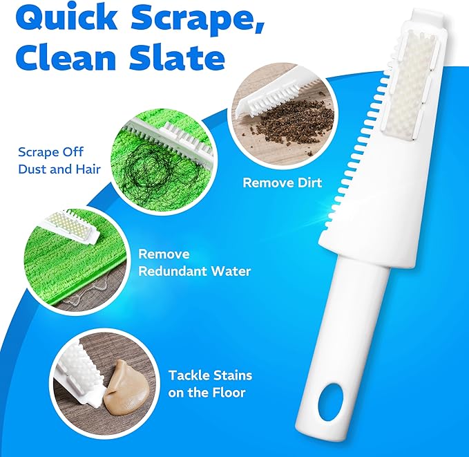 3 Pack Reusable Microfiber Mop Pads, Compatible with Swiffer PowerMop and Bona Mop, Machine Washable Cloths, Scraper Included, Refills for All Floor Cleaning, Wet Dry - 16"- 18"
