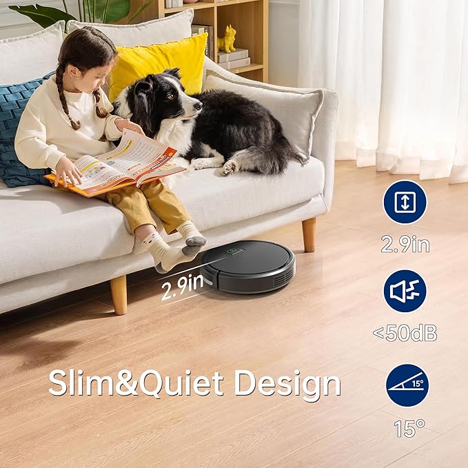 Robot Vacuums,Upgraded 2900Pa Powerful Suction Robotic Vacuum Cleaner, 150Mins Max, Self-Charging,Tangle Free Robot Vacuum Cleaner Perfect for Pet Hairs,Dust & Hardwood Floors