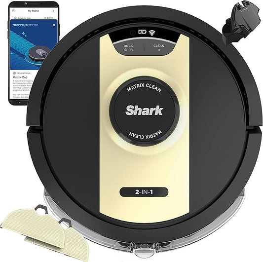 Shark RV2410WD IQ 2-in-1 Robot Vacuum and Mop with Row-by-Row Cleaning, Perfect for Pet Hair, Compatible with Alexa, Black/Bronze, Black/Gold, No Self-Empty Base