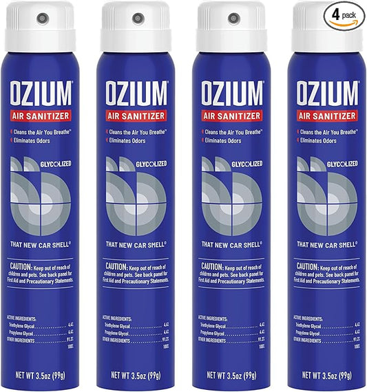 Ozium 3.5 Oz. Air Sanitizer & Odor Eliminator for Homes, Cars, Offices and More, New Car Scent, 4 Pack (OZM-22-4)