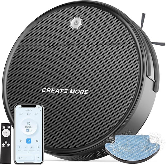 Bagotte Robot Vacuum and Mop, Robotic Vaccum 550ml Dustbin, 2.75'' Slim Robot Vacuum Cleaner, Zigzag Efficient Navigation, Automatic Robot Vacuum Cleaner for Pet Hair, Hard Floor, Carpet
