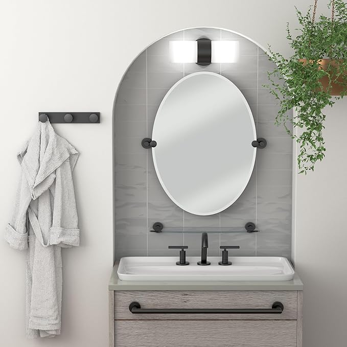 Gatco 4634MX Glam Double Towel Bar, Matte Black, 24 Inch, Double Bar