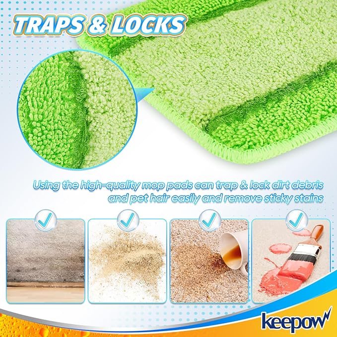 4 Pack Spray Mop Pads Refills Compatible with Libman Freedom Spray Mop, Reusable Microfiber Spray Mop Head Replacement, 16 in Spray Mops for Floor Cleaning (ONLY Pads)