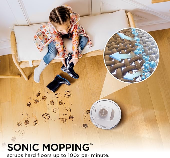 Shark Stratos 2-in-1 Robot Vacuum & Mop with 25+ Hands-Free Features & NeverTouch Self-Cleaning Base, Precision Mapping, Autolift Technology, HEPA Filtration, Edge Detect, AV2700ZE, White