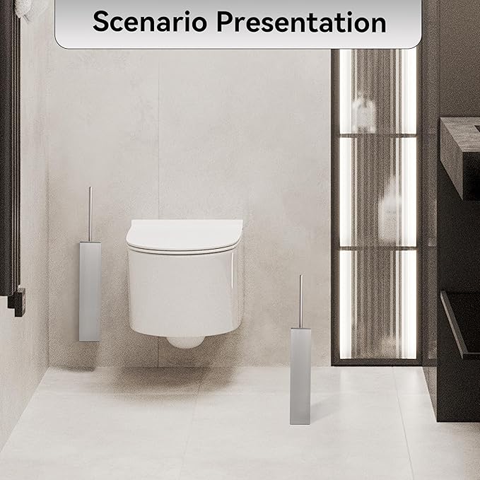 Brushed Nickel Toilet Brush with Holder,Durable Cleaning Toilet Bowl Brushes with Holders