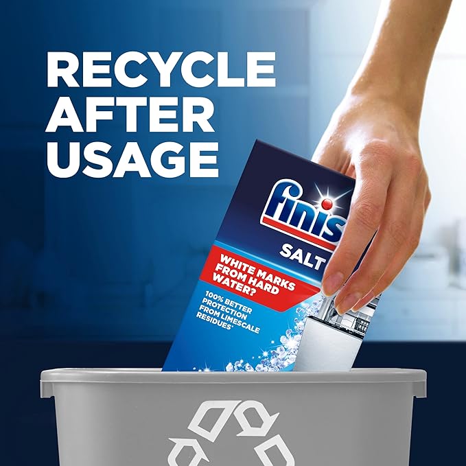 Finish, Dishwasher Salt, 4kg, Prevents Limescale and White Residue, Effective against Hard Water, For Cleaner and Shinier Dishes vs Dishwasher tablets alone