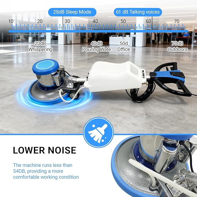 1100W Floor Buffer Polisher Machine φ17" Single Pad 175RPM with 3.17 Gal Tank, 39.37ft Power Cord 110V