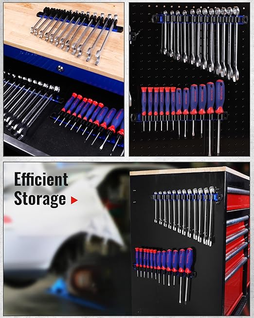 WORKPRO 3-Pack Magnetic Screwdriver Organizer and Wrench Organizer Set, Aluminum Rail Magnetic Tool Organizers, Tool Holder, Tool Box Organizers, 36-Slot Screwdriver & Wrench Holder (Tools Excluded)