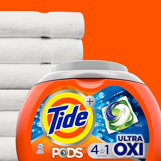 Tide 4-in-1 Ultra Oxi PODS Laundry Detergent Pacs, 85 Count, HE Compatible, Built in Pre-treater for Stains